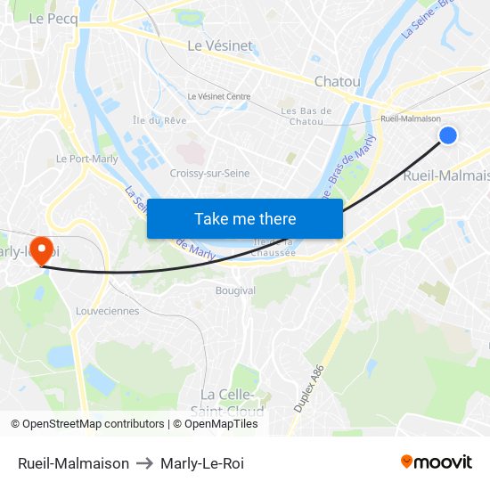 Rueil-Malmaison to Marly-Le-Roi map