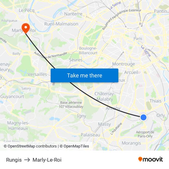 Rungis to Marly-Le-Roi map