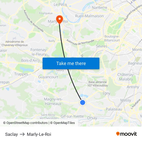Saclay to Marly-Le-Roi map