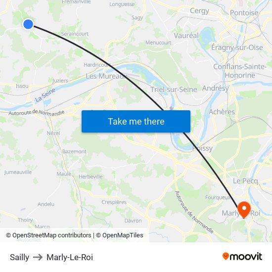 Sailly to Marly-Le-Roi map