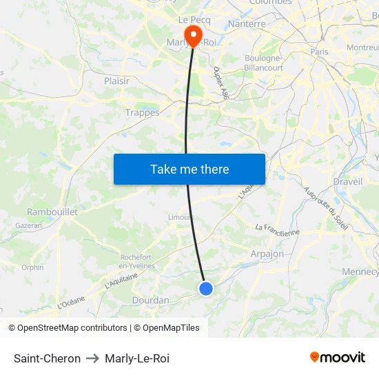 Saint-Cheron to Marly-Le-Roi map