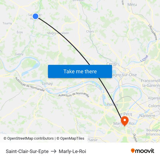 Saint-Clair-Sur-Epte to Marly-Le-Roi map