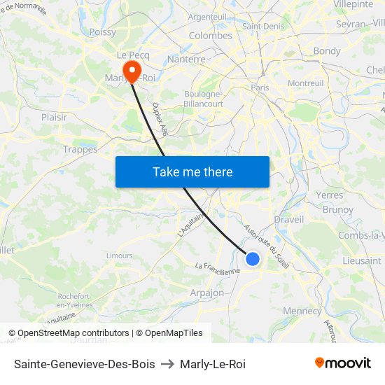 Sainte-Genevieve-Des-Bois to Marly-Le-Roi map