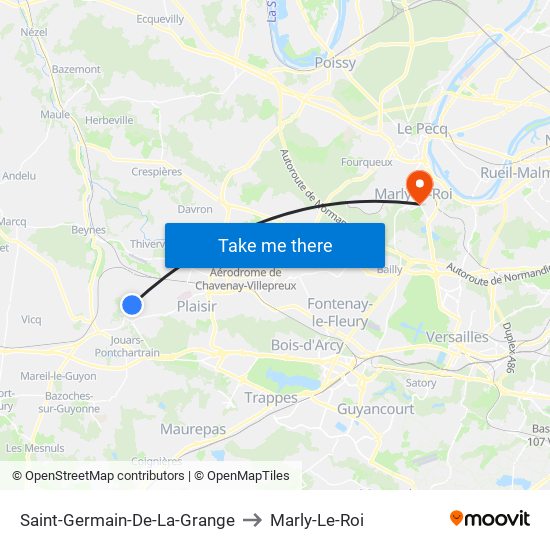 Saint-Germain-De-La-Grange to Marly-Le-Roi map
