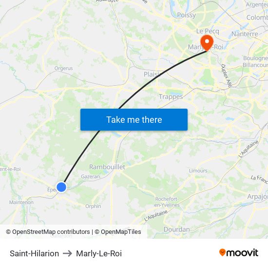 Saint-Hilarion to Marly-Le-Roi map