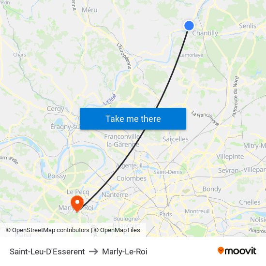 Saint-Leu-D'Esserent to Marly-Le-Roi map