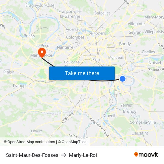 Saint-Maur-Des-Fosses to Marly-Le-Roi map