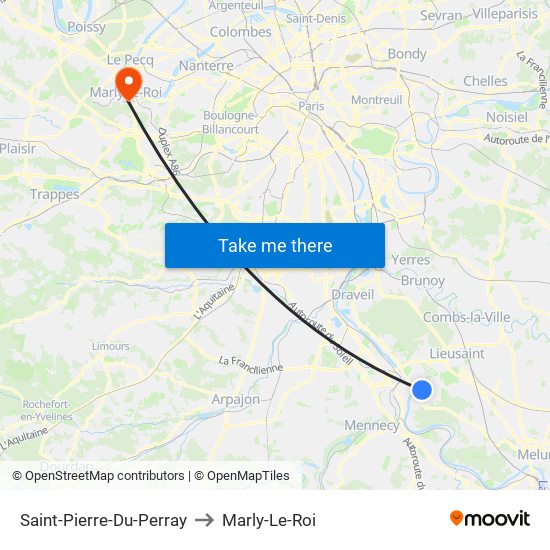 Saint-Pierre-Du-Perray to Marly-Le-Roi map