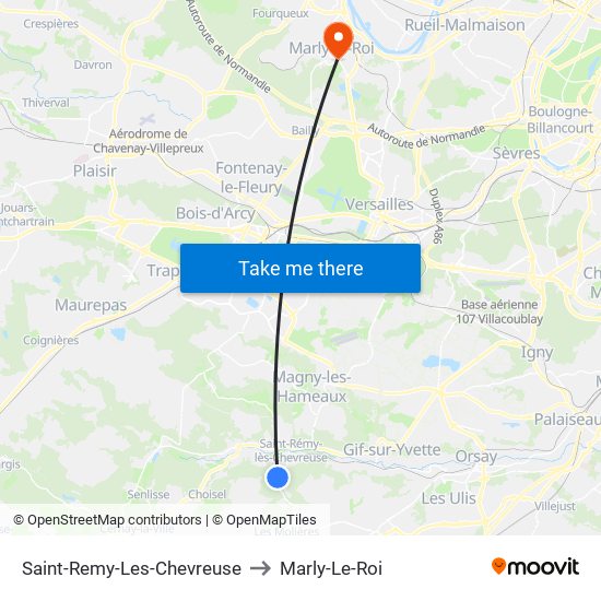 Saint-Remy-Les-Chevreuse to Marly-Le-Roi map