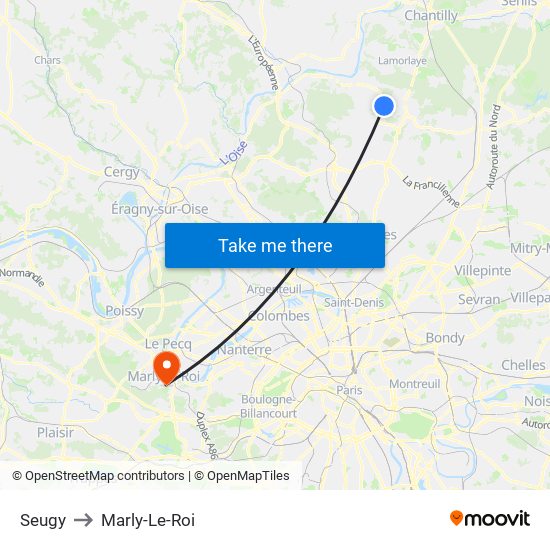 Seugy to Marly-Le-Roi map