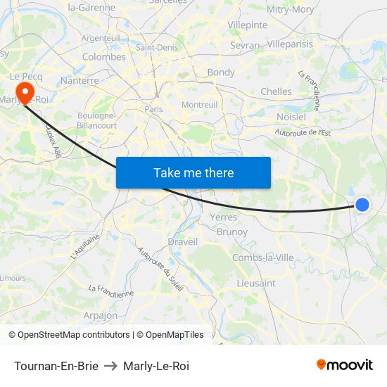 Tournan-En-Brie to Marly-Le-Roi map