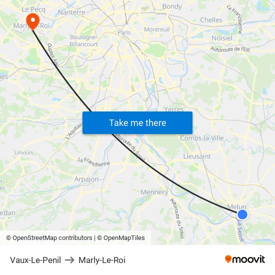 Vaux-Le-Penil to Marly-Le-Roi map