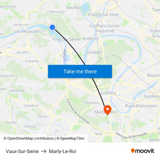 Vaux-Sur-Seine to Marly-Le-Roi map