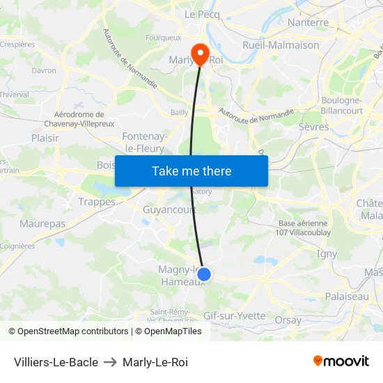 Villiers-Le-Bacle to Marly-Le-Roi map