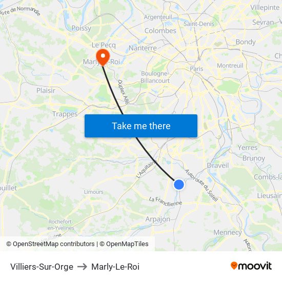 Villiers-Sur-Orge to Marly-Le-Roi map