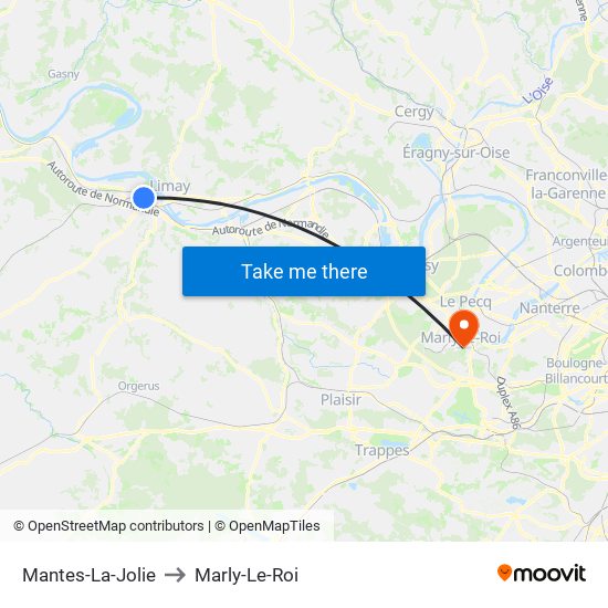 Mantes-La-Jolie to Marly-Le-Roi map