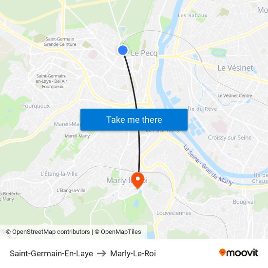 Saint-Germain-En-Laye to Marly-Le-Roi map
