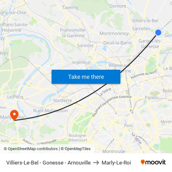 Villiers-Le-Bel - Gonesse - Arnouville to Marly-Le-Roi map