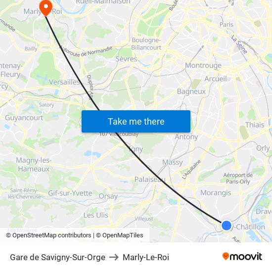 Gare de Savigny-Sur-Orge to Marly-Le-Roi map