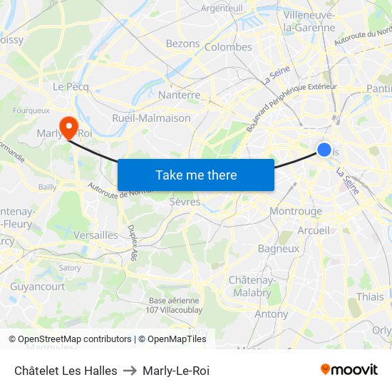 Châtelet Les Halles to Marly-Le-Roi map
