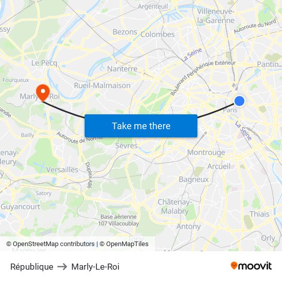 République to Marly-Le-Roi map
