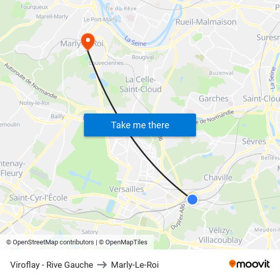 Viroflay - Rive Gauche to Marly-Le-Roi map