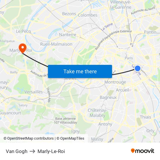 Van Gogh to Marly-Le-Roi map