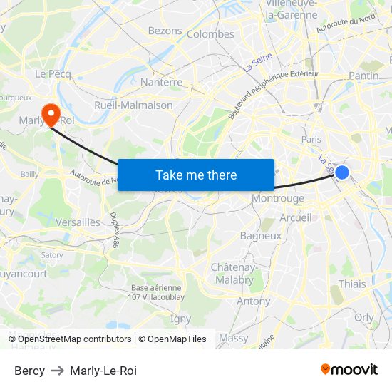 Bercy to Marly-Le-Roi map