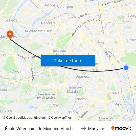 École Vétérinaire de Maisons-Alfort - Métro to Marly-Le-Roi map