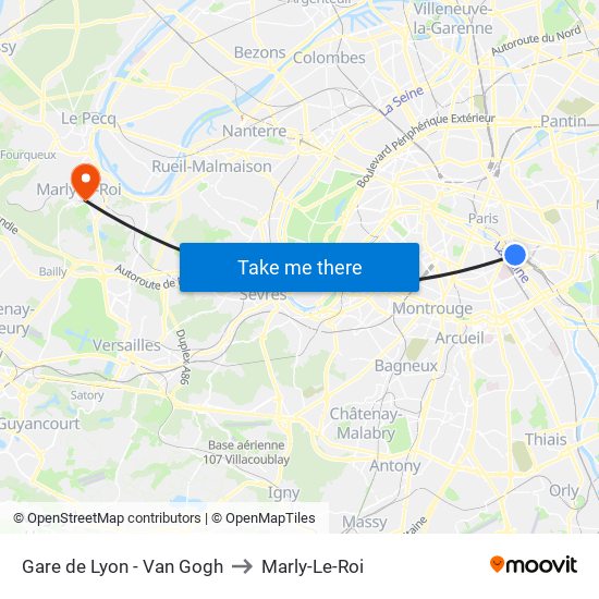 Gare de Lyon - Van Gogh to Marly-Le-Roi map