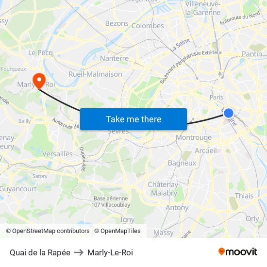 Quai de la Rapée to Marly-Le-Roi map