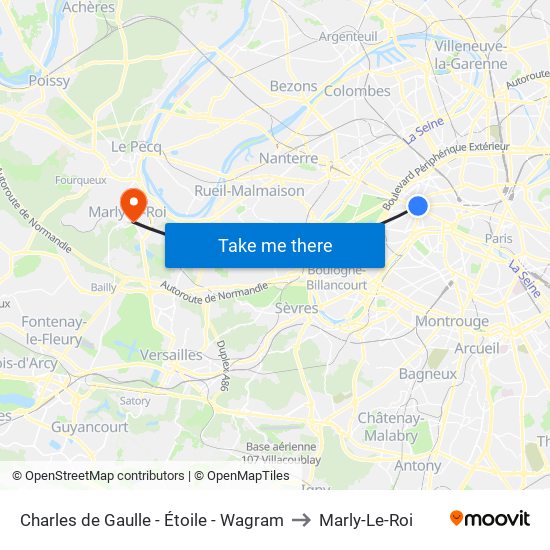 Charles de Gaulle - Étoile - Wagram to Marly-Le-Roi map