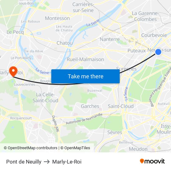 Pont de Neuilly to Marly-Le-Roi map