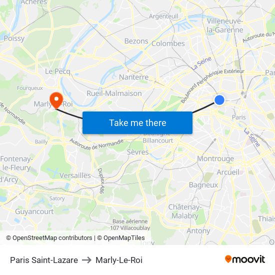 Paris Saint-Lazare to Marly-Le-Roi map