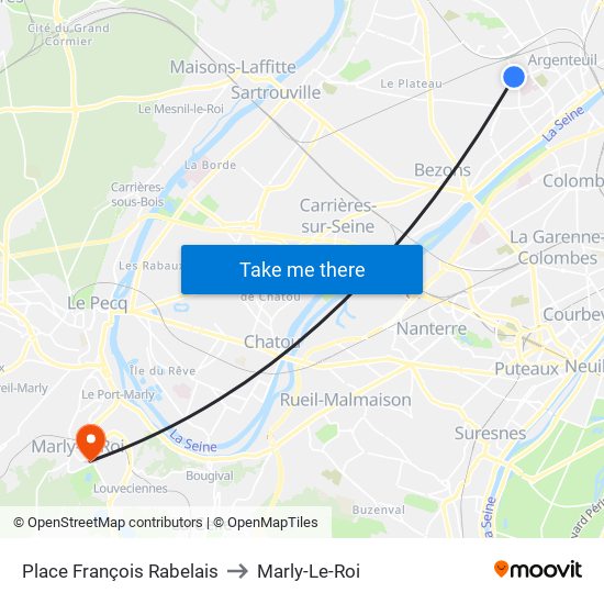 Place François Rabelais to Marly-Le-Roi map