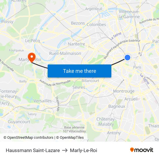 Haussmann Saint-Lazare to Marly-Le-Roi map