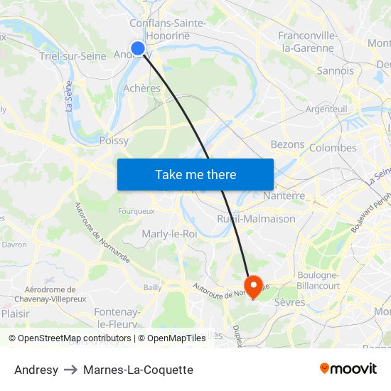 Andresy to Marnes-La-Coquette map