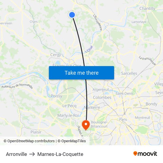Arronville to Marnes-La-Coquette map