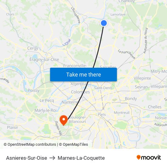 Asnieres-Sur-Oise to Marnes-La-Coquette map