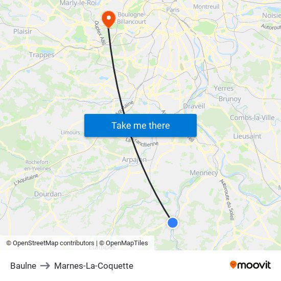 Baulne to Marnes-La-Coquette map