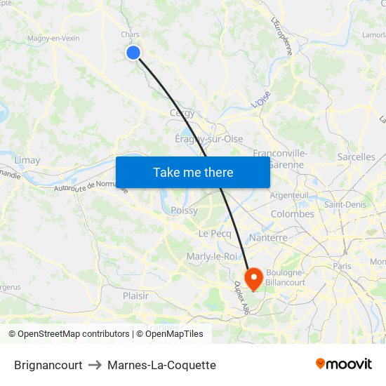 Brignancourt to Marnes-La-Coquette map