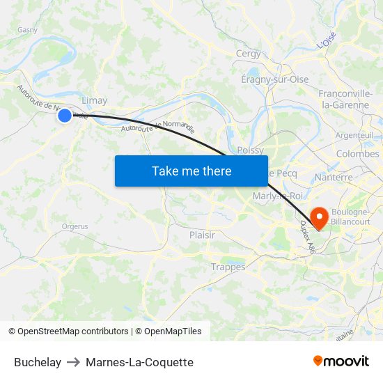 Buchelay to Marnes-La-Coquette map