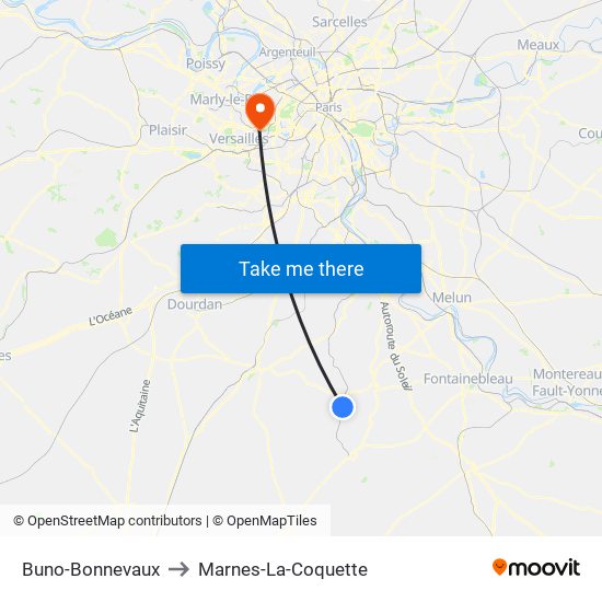 Buno-Bonnevaux to Marnes-La-Coquette map