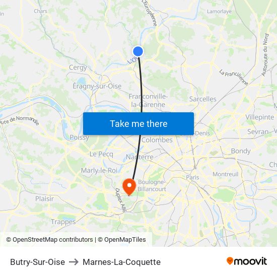 Butry-Sur-Oise to Marnes-La-Coquette map