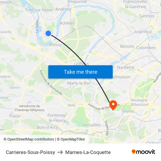 Carrieres-Sous-Poissy to Marnes-La-Coquette map