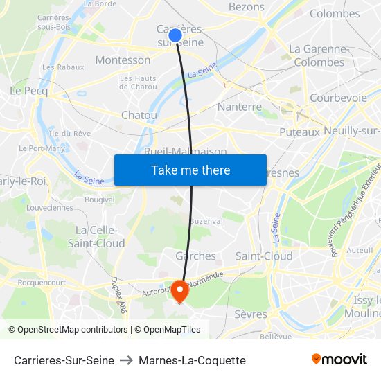 Carrieres-Sur-Seine to Marnes-La-Coquette map