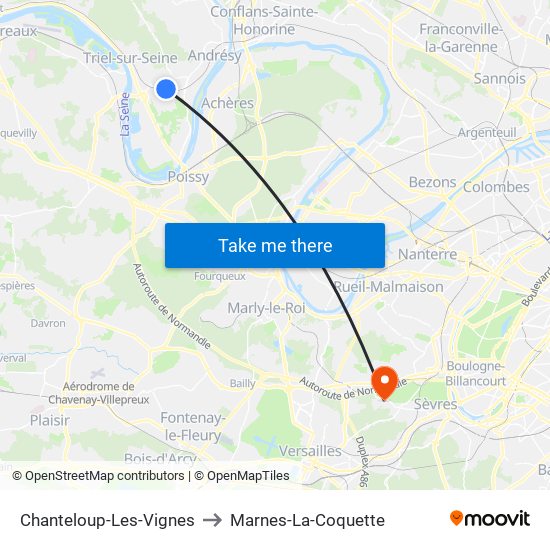 Chanteloup-Les-Vignes to Marnes-La-Coquette map