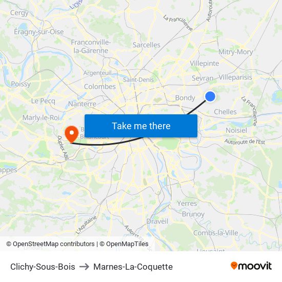 Clichy-Sous-Bois to Marnes-La-Coquette map