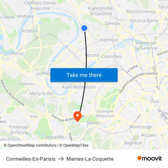 Cormeilles-En-Parisis to Marnes-La-Coquette map