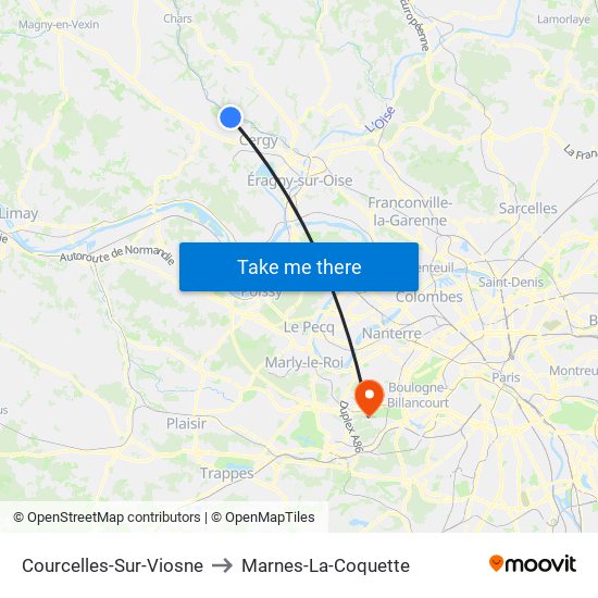 Courcelles-Sur-Viosne to Marnes-La-Coquette map